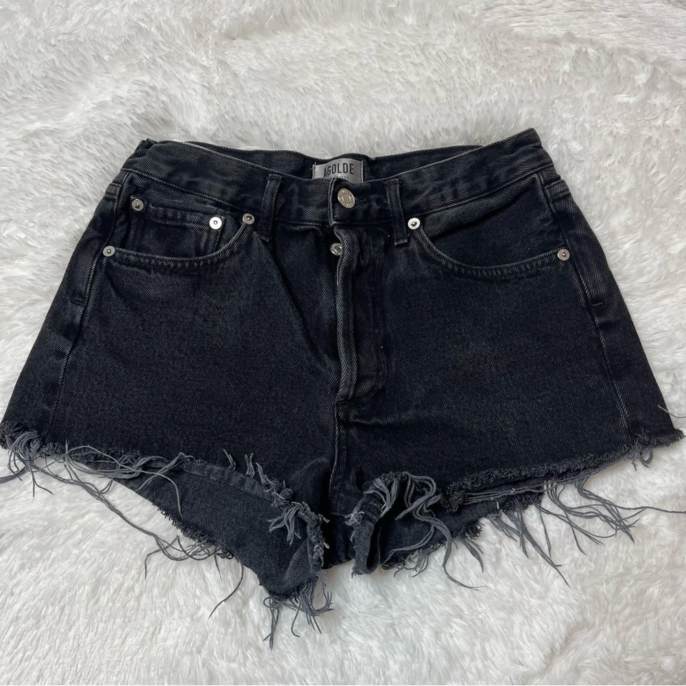 Agolde Parker Black Button Fly Jean Shorts 25